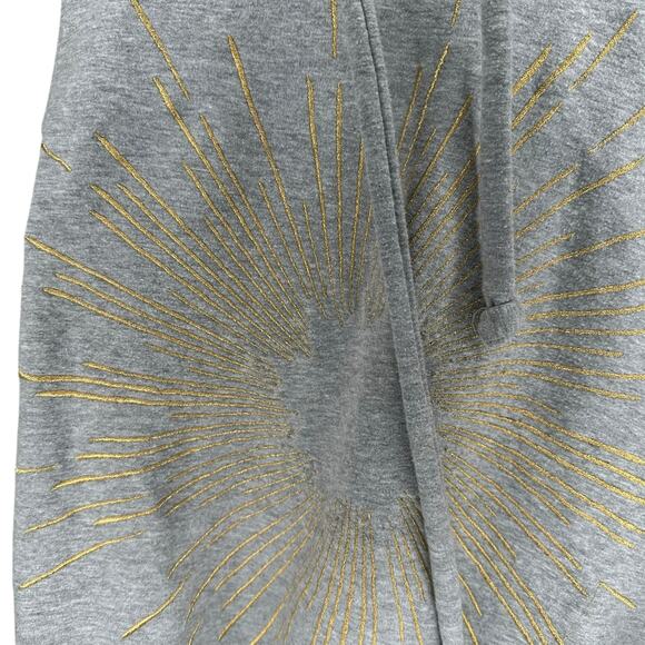 ATU BODY COUTURE Gray Gold Embroidered Pullover Hoodie Women's Size Large - Picture 5 of 9